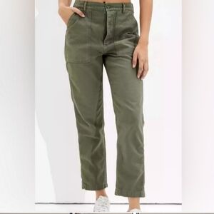 American Eagle Highest Rise 90s Boyfriend Green-Cotton Twill-Button Fly Pants-10